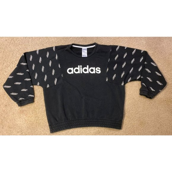 Adidas Originals Spell Out Crew Neck Black  Sweatshirt Size Small - Picture 1 of 5